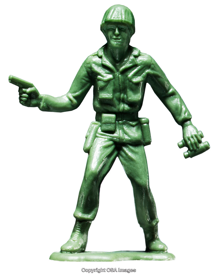 Green Plastic Soldier Toy Figure Isolated on White Background