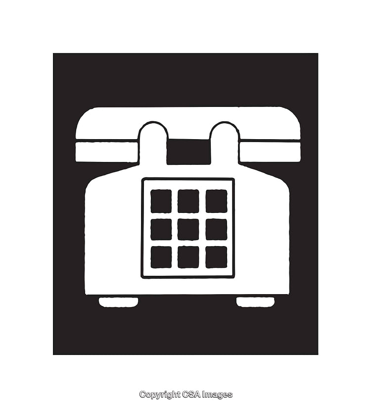 Minimalist Black and White Icon of a Retro Telephone