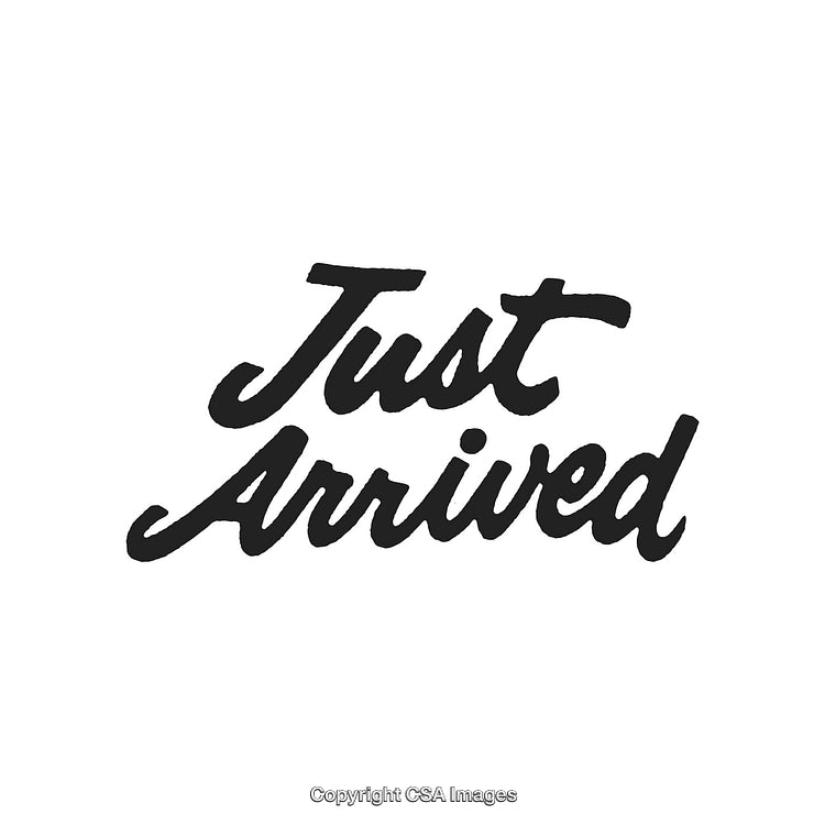 Bold Handwritten 'Just Arrived' Typography on White Background