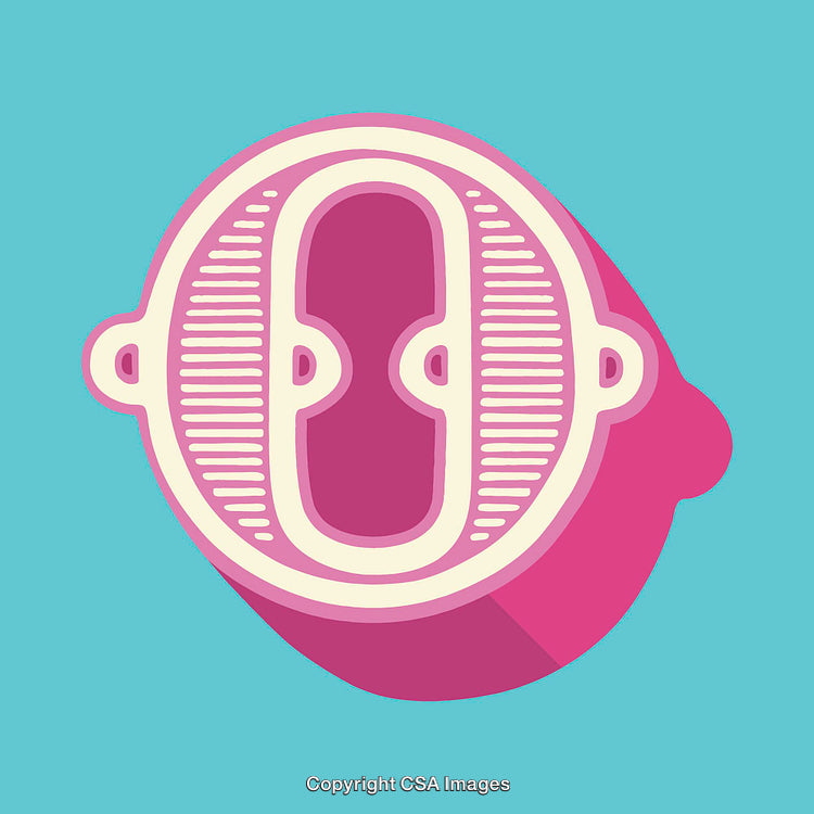 Stylized Artistic Illustration of The Letter O in Pink and Blue