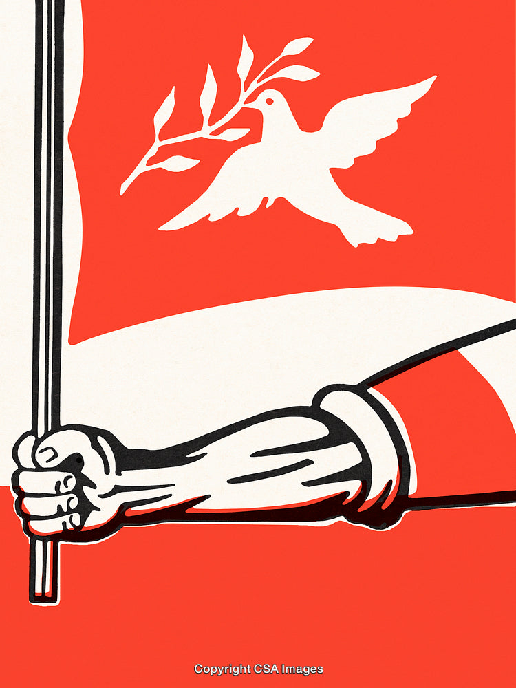 Illustration of a Flag with a Peace Dove and Olive Branch