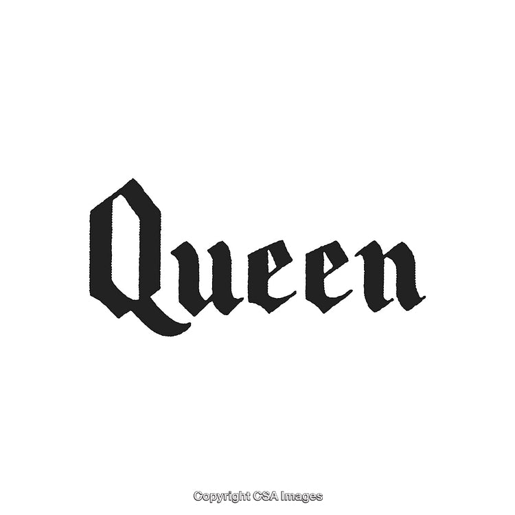 Stylized Typography Featuring the Word Queen in Bold Serif Font Design
