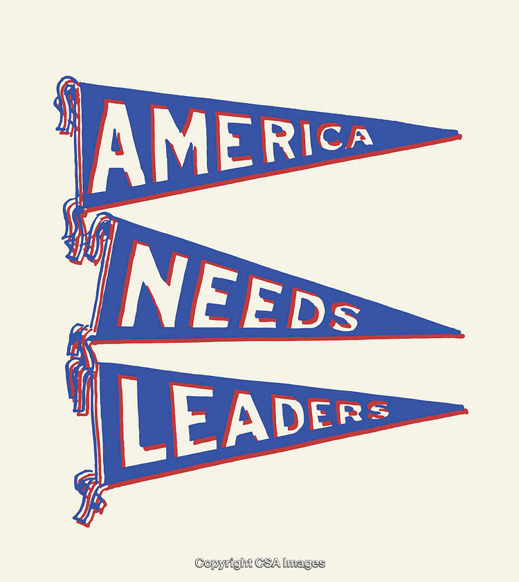 Retro Styled Pennant Flags with Leadership Message in American Colors