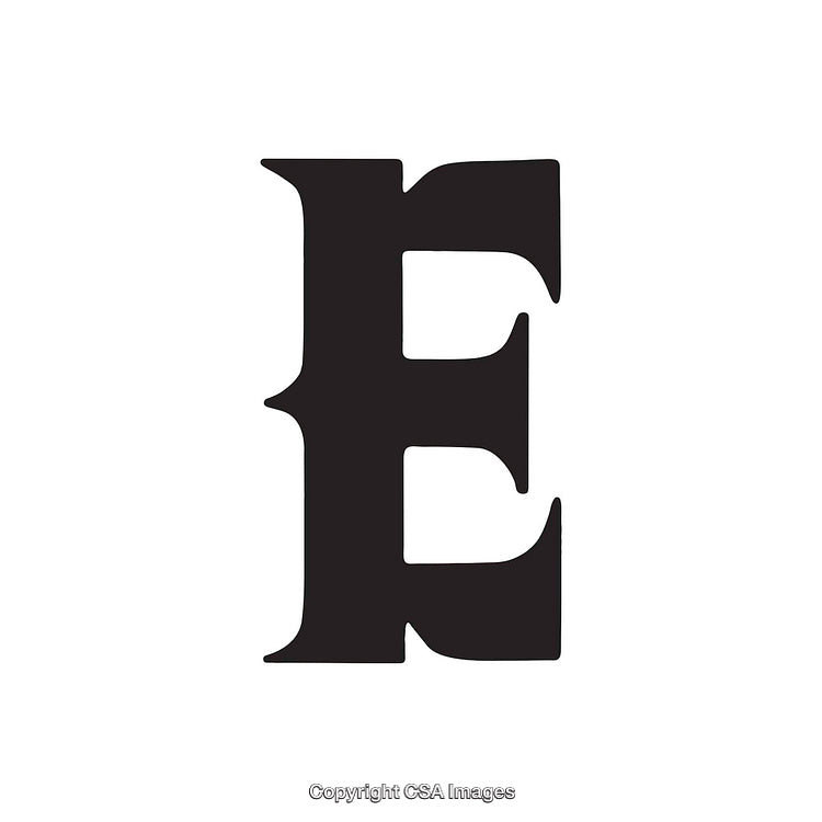 Stylized Black Letter E Isolated on a White Background