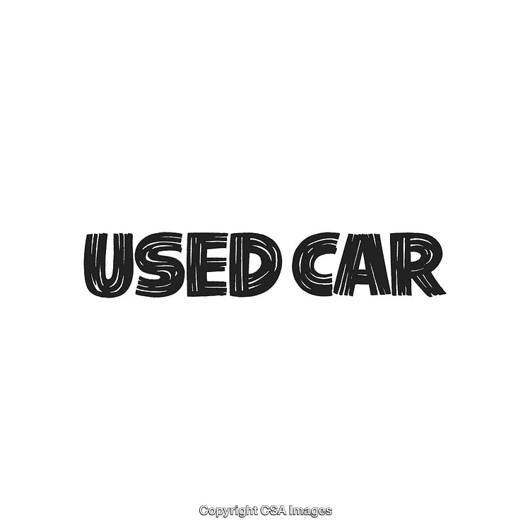 Rustic Hand-Drawn Text Design Depicting Used Car Advertisement Sign