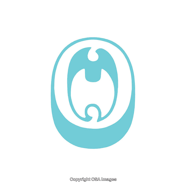 Blue Circular Emblem Styled as the Letter O with Decorative Design