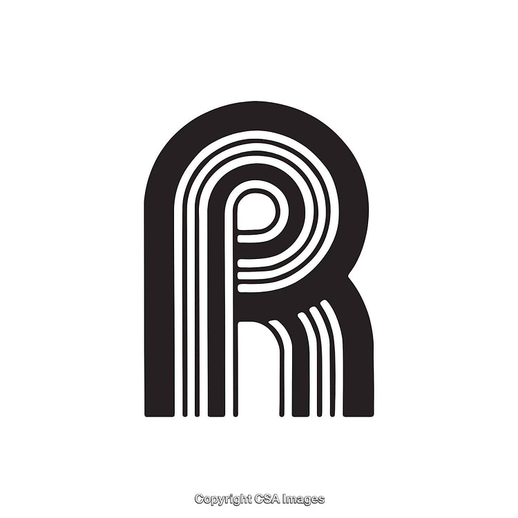 Stylized Black And White Letter R Design With Minimalist Aesthetic