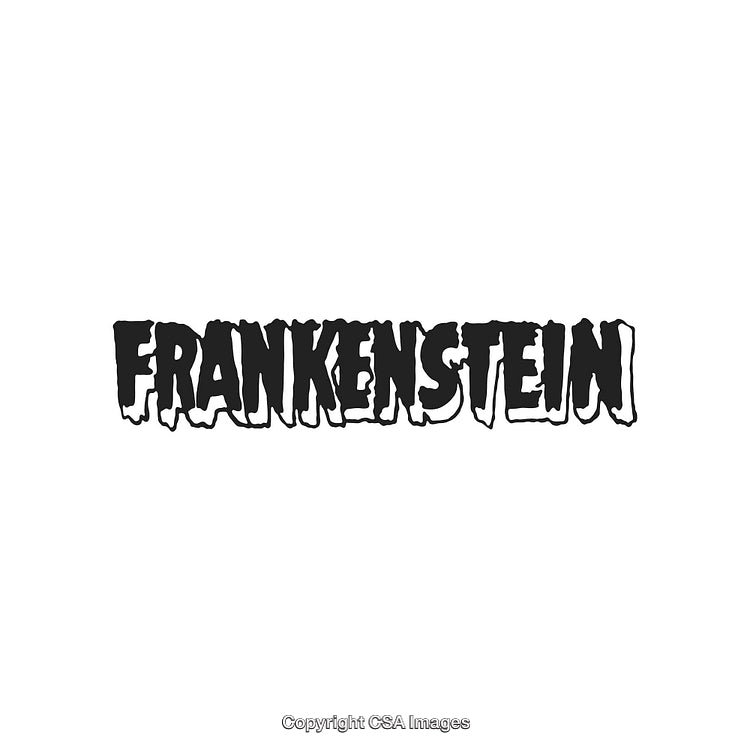 Frankenstein-Themed Typography in Scary Bold Font on White Background