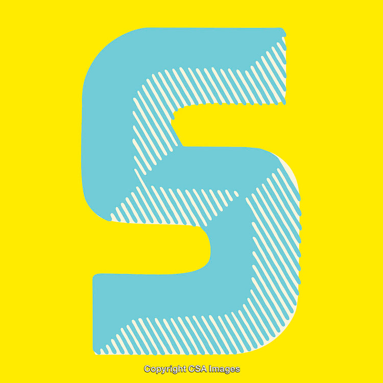 Stylized Letter S on Bright Yellow Background with Blue Accents