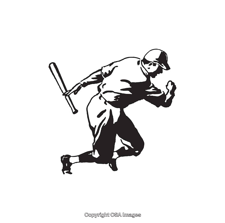 Black and White Line Art of a Baseball Player Swinging the Bat