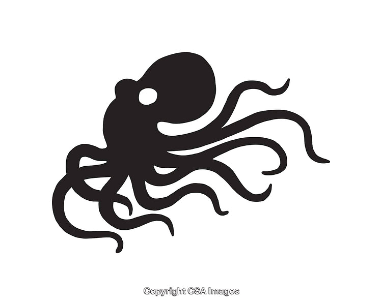 Black Silhouette of an Octopus with Flowing Tentacles