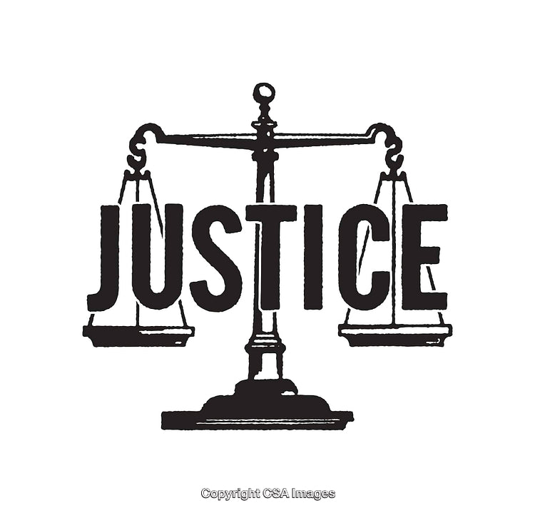 Black and White Scales of Justice Line Art Illustration