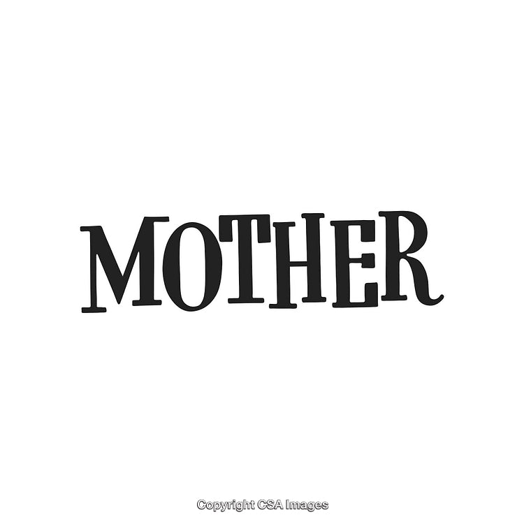 Mother Word Design in Classic Black on White Background