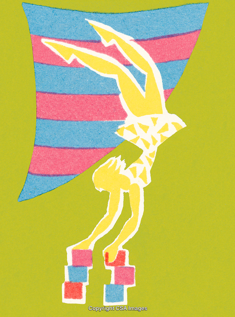 Abstract Illustration of a Handstand With Building Blocks on Colorful Background