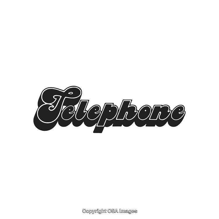 Vintage Style Typography Displaying the Word Telephone in Stylized Black Font