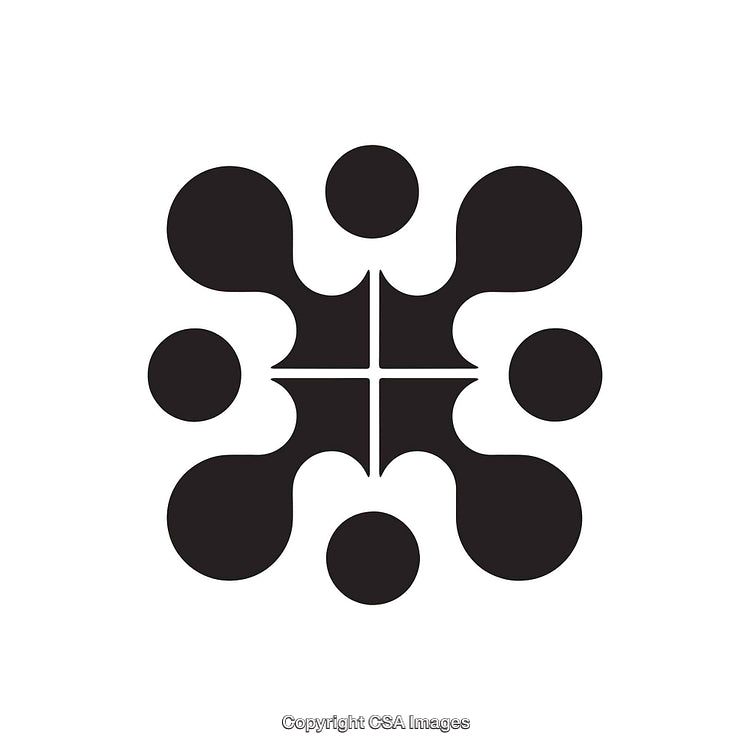 Abstract Black And White Symbol with Circular and Geometric Design Elements