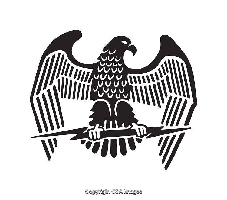 Black And White Eagle Line Art Holding a Rod Symbol