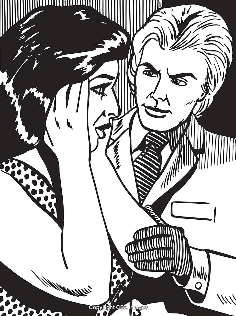 Retro Comic Style Depiction of Emotional Interaction Between Two Individuals