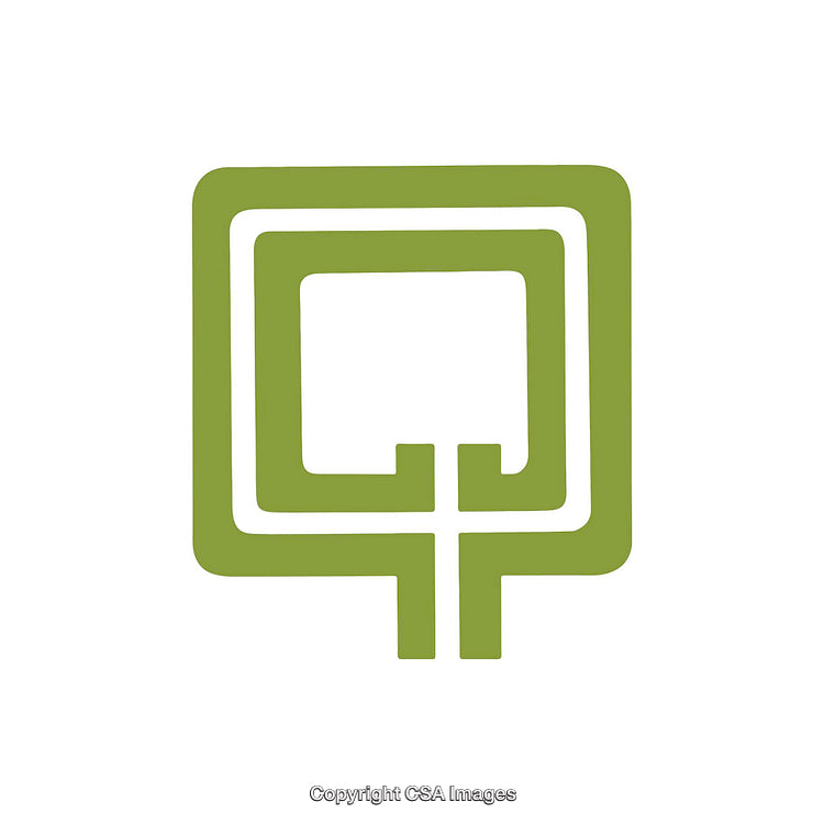 Minimalistic Green Q Letter Logo on White Background