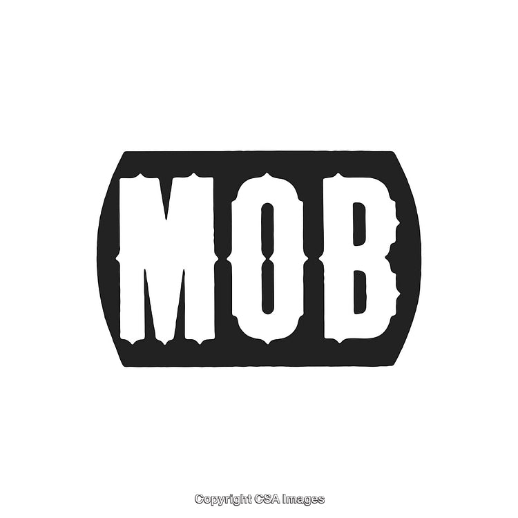 Bold Black and White Typography Reading MOB in Large Letters