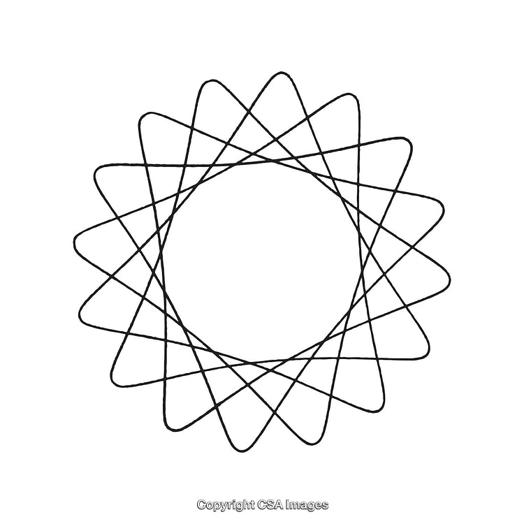 Abstract Black and White Geometric Mandala Shape Design on White Background