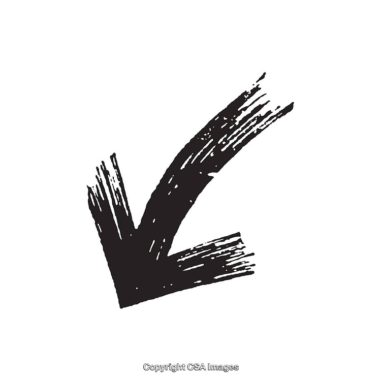 Hand-Drawn Black Brushstroke Downward and Leftward Arrow Sketch