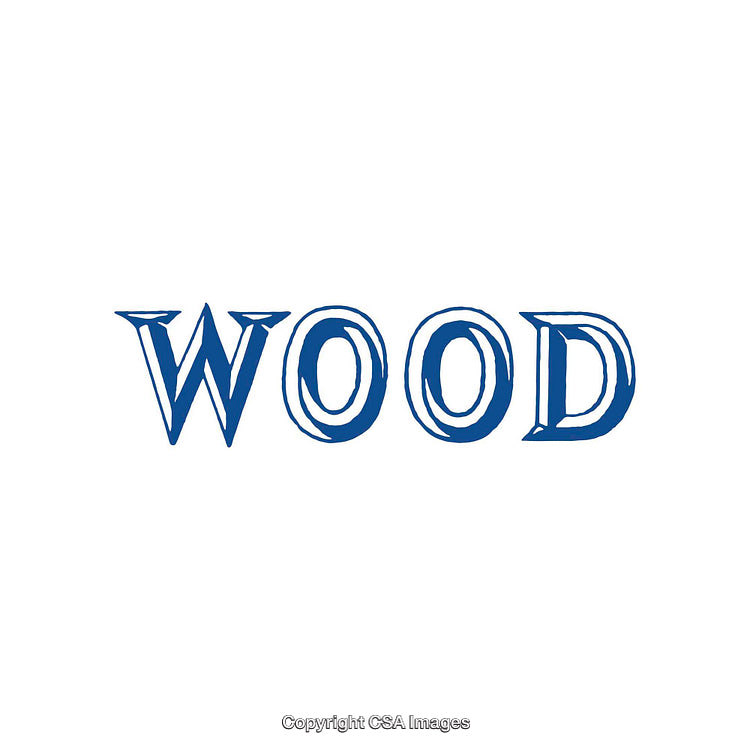 Bold Blue Typography Spelling the Word 'Wood' on White Background