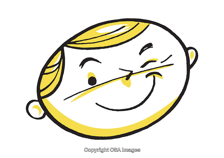 Winking Smiley Face Illustration with Playful Expression and Bright Yellow Details