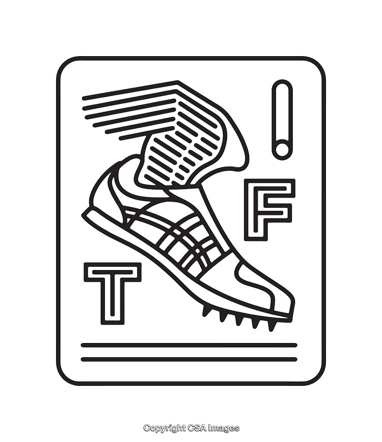 Black and White Line Art of Track Shoe with Wing Design
