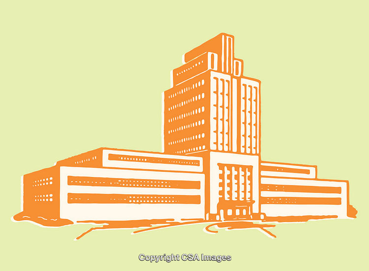 Abstract Line Art Illustration of a Building on a Neutral Background