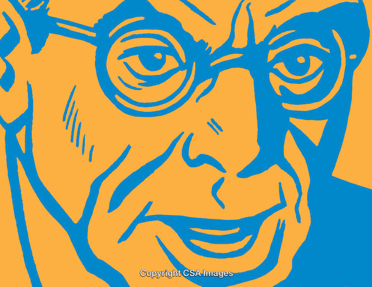 Colorful Pop Art Portrait in Blue and Yellow Palette