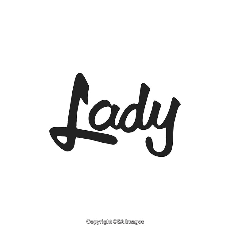 Black Handwriting Style Lady Text Illustration on a White Background