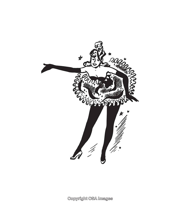 Elegant Line Art Illustration of a Vintage Ballerina Performer