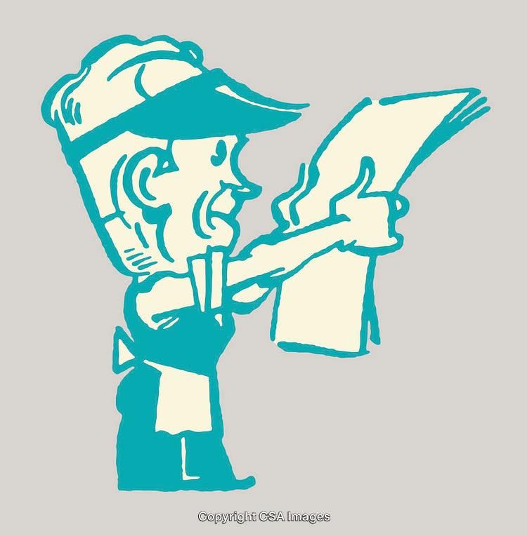 Retro Style Illustration of Newspaper Delivery Boy Holding Up the Paper