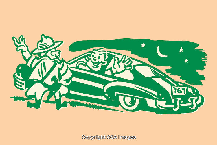 Retro Illustration of a Night Interaction Between Two Characters