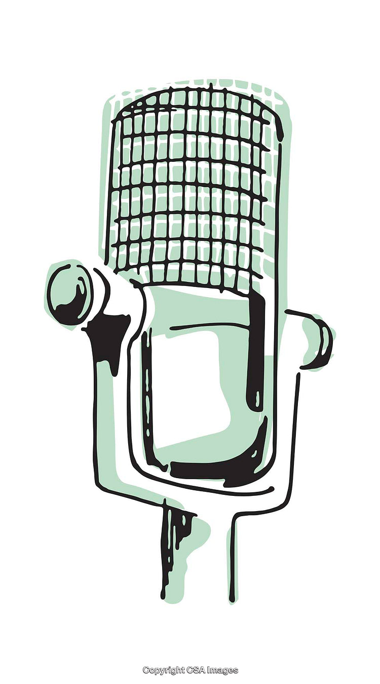 Stylized Illustration of a Retro Microphone in Artistic Design