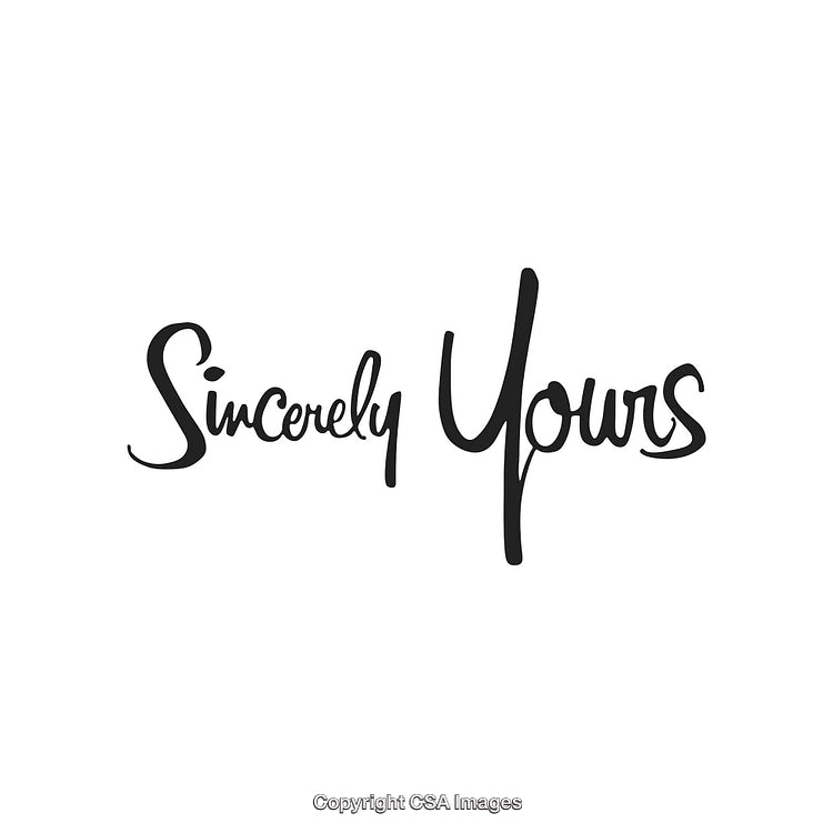 Stylish Handwritten 'Sincerely Yours' Text Perfect for Greeting Cards and Letters