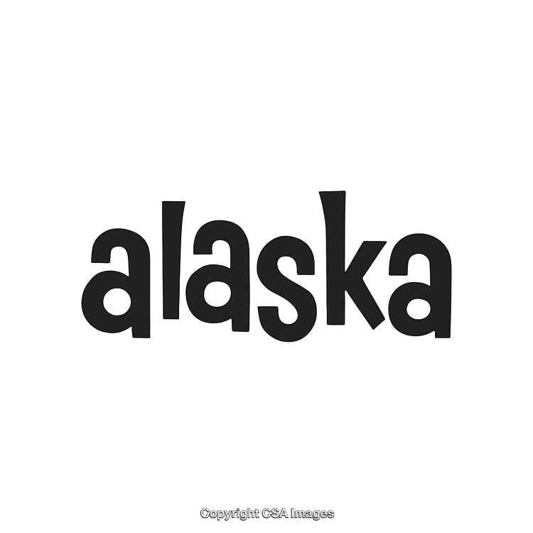 Stylized Black and White Alaska Text in Bold Typeface Design