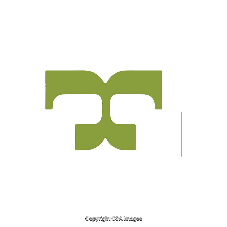 Abstract Green Symbol Resembling the Letter T Isolated on White Background