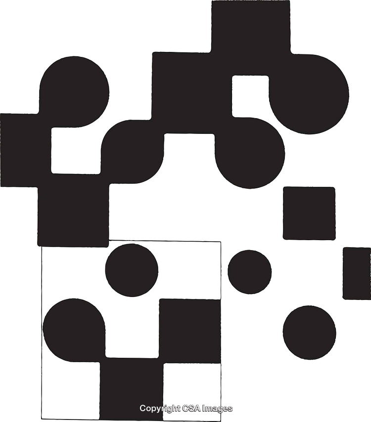 Abstract Black and White Geometric Pattern With Circles and Squares