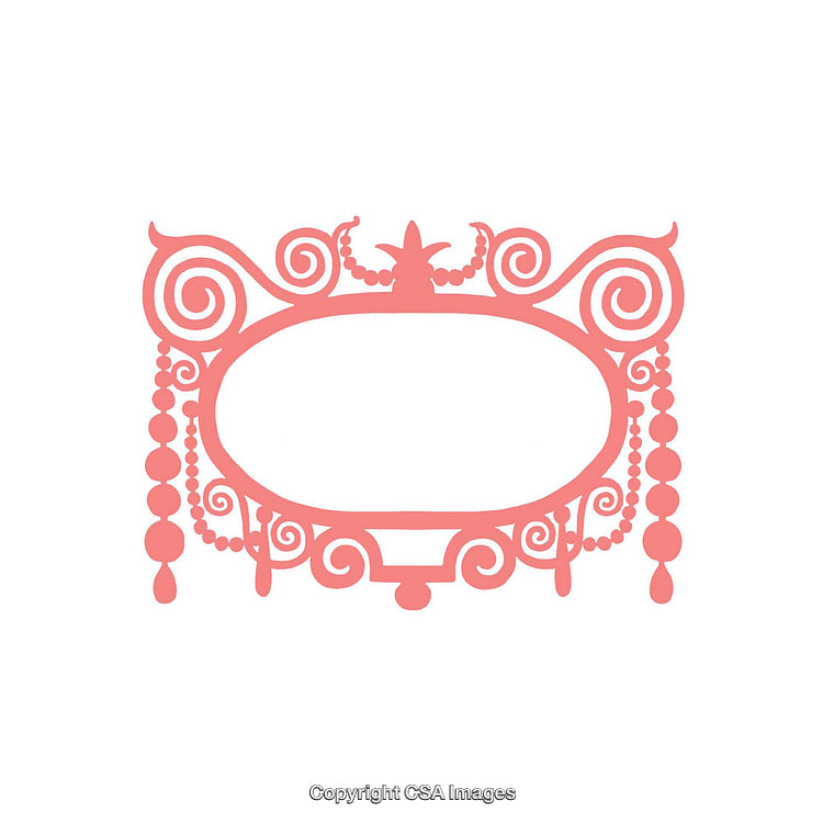 Elegant Ornate Pink Frame Design with Decorative Swirls and Beaded Accents