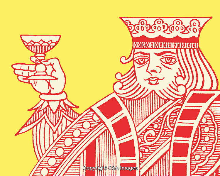 Illustration of a King Figure in Vintage Playing Card Style Art