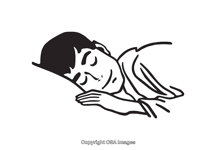 Black and White Line Art of a Person Sleeping Peacefully