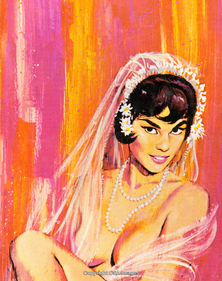 Colorful Artistic Portrait of a Woman Wearing Bridal Veil and Necklace