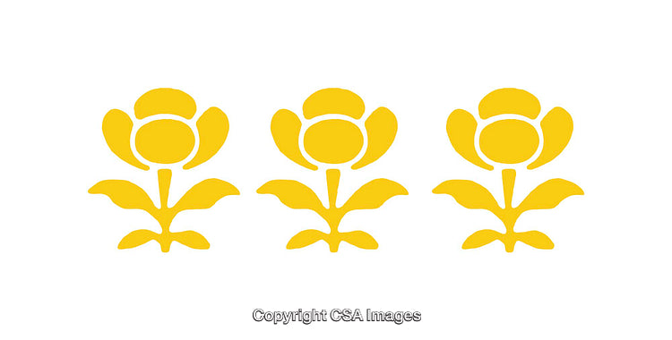 Yellow Flower Icons Aligned in a Minimalistic Trio Design