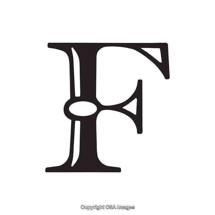 Stylized Vintage Letter F Featuring Decorative Typeface Design