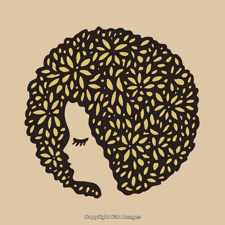 Elegant Silhouette of a Woman with Floral Hair Design