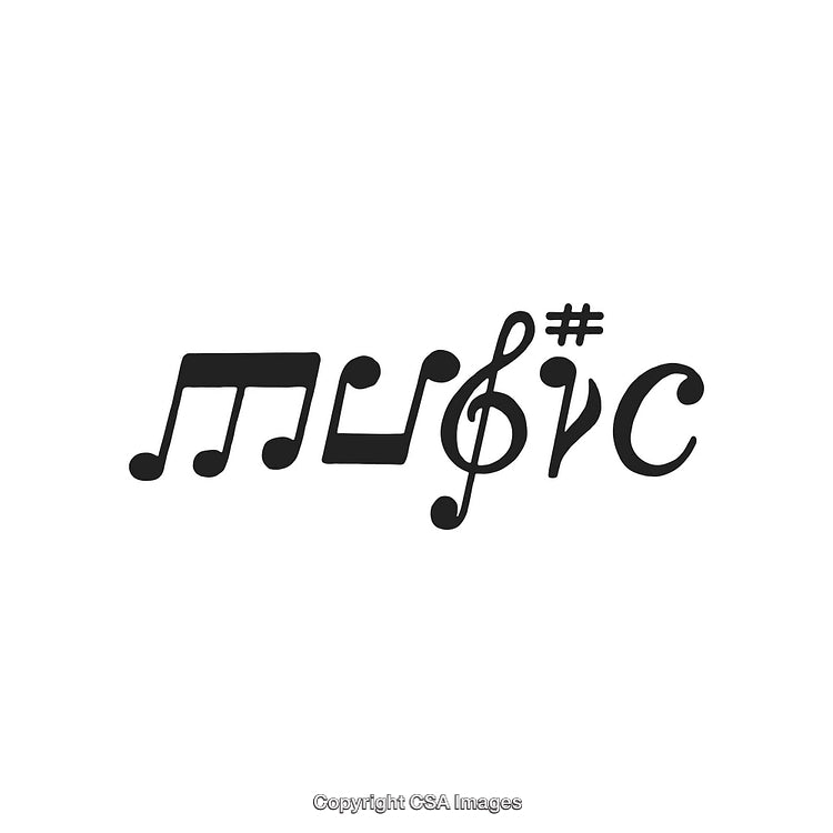 Music Themed Typography Art Featuring Musical Notes and Symbols