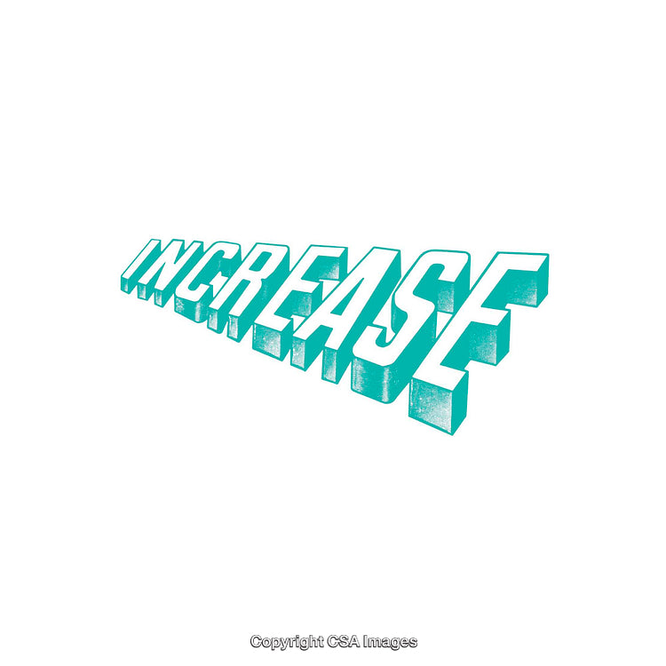 3D Text Illustration of Word "Increase" in Bold Turquoise Gradient
