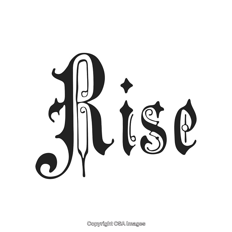 Ornate Word Typography Design Depicting the Inspirational Term 'Rise'